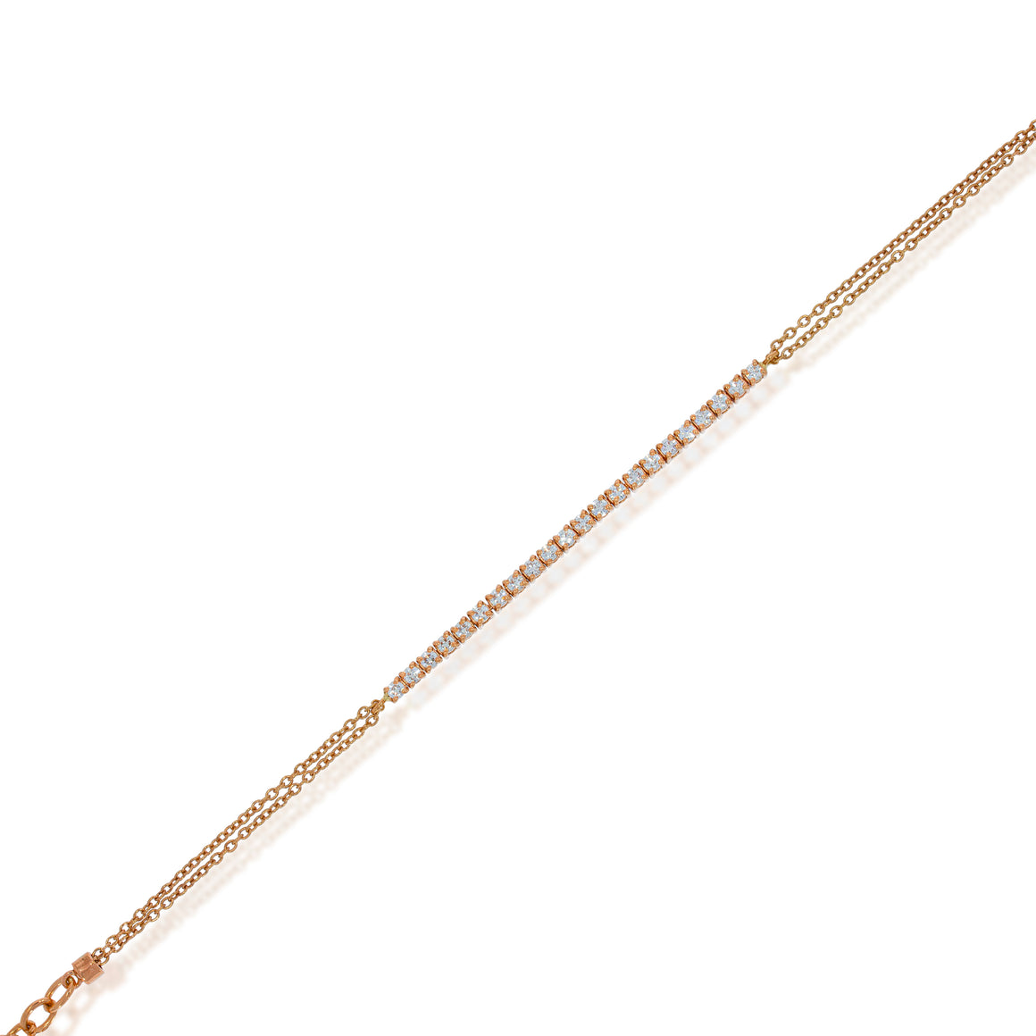 14k Rose gold tennis bracelet with 0.55 carat round diamonds, double chain, delicate magnificent diamond diamond Shower gift bracelet.bracelet.