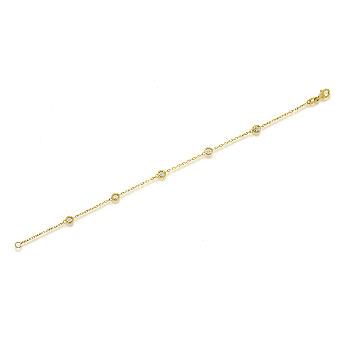 Elegant 14k Gold Bezel Setting Diamond Bracelet. 5 gold Cups set with diamonds. 0.36ct round daimonds. Dainty Diamond Bracelet, Gift for Her