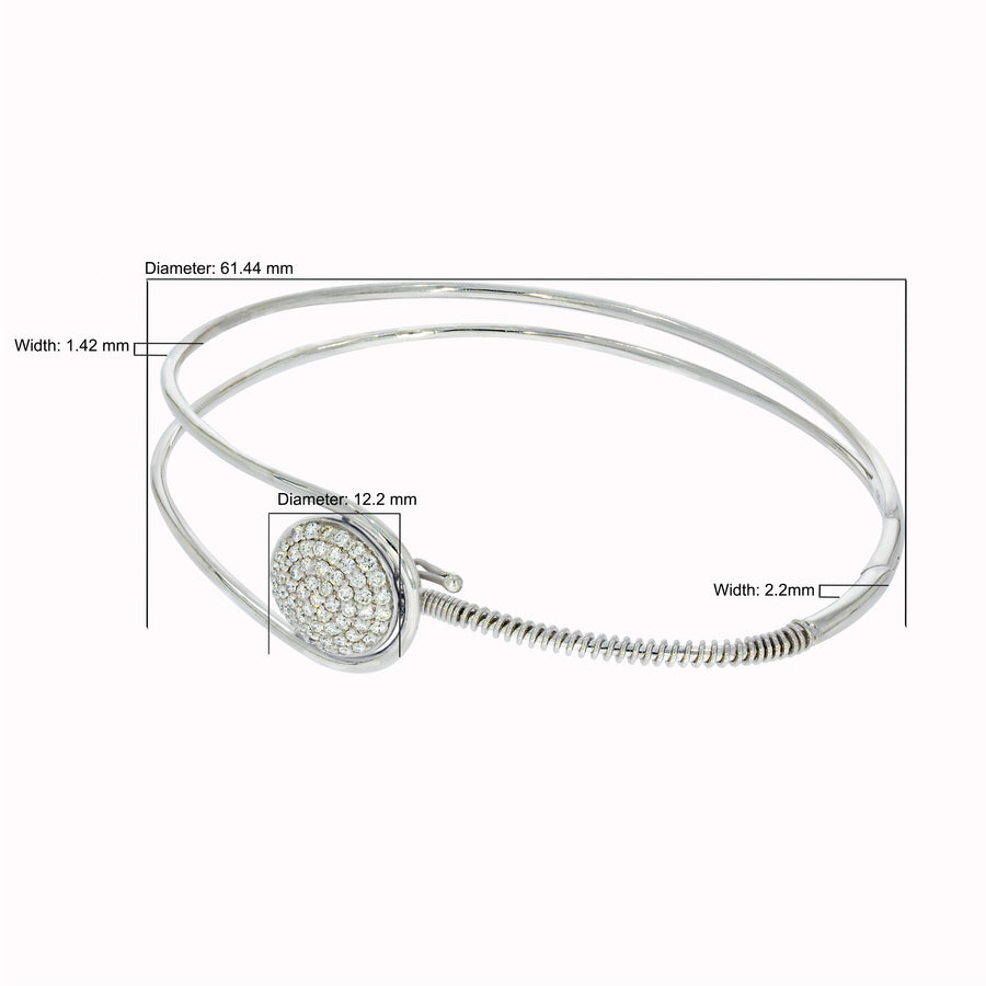 Resplendent 18k white gold bangle bracelet, set with round resplendent studded 0.63ct round diamond. Perfect for Bridel waer.