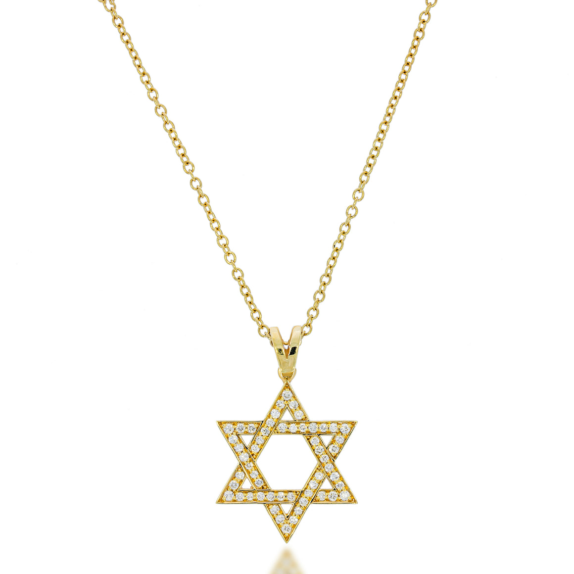 Diamond Elegance Star of David pendant. 18k yellow gold set with dazzling 0.38ct round diamonds.  statement piece for any occasion!