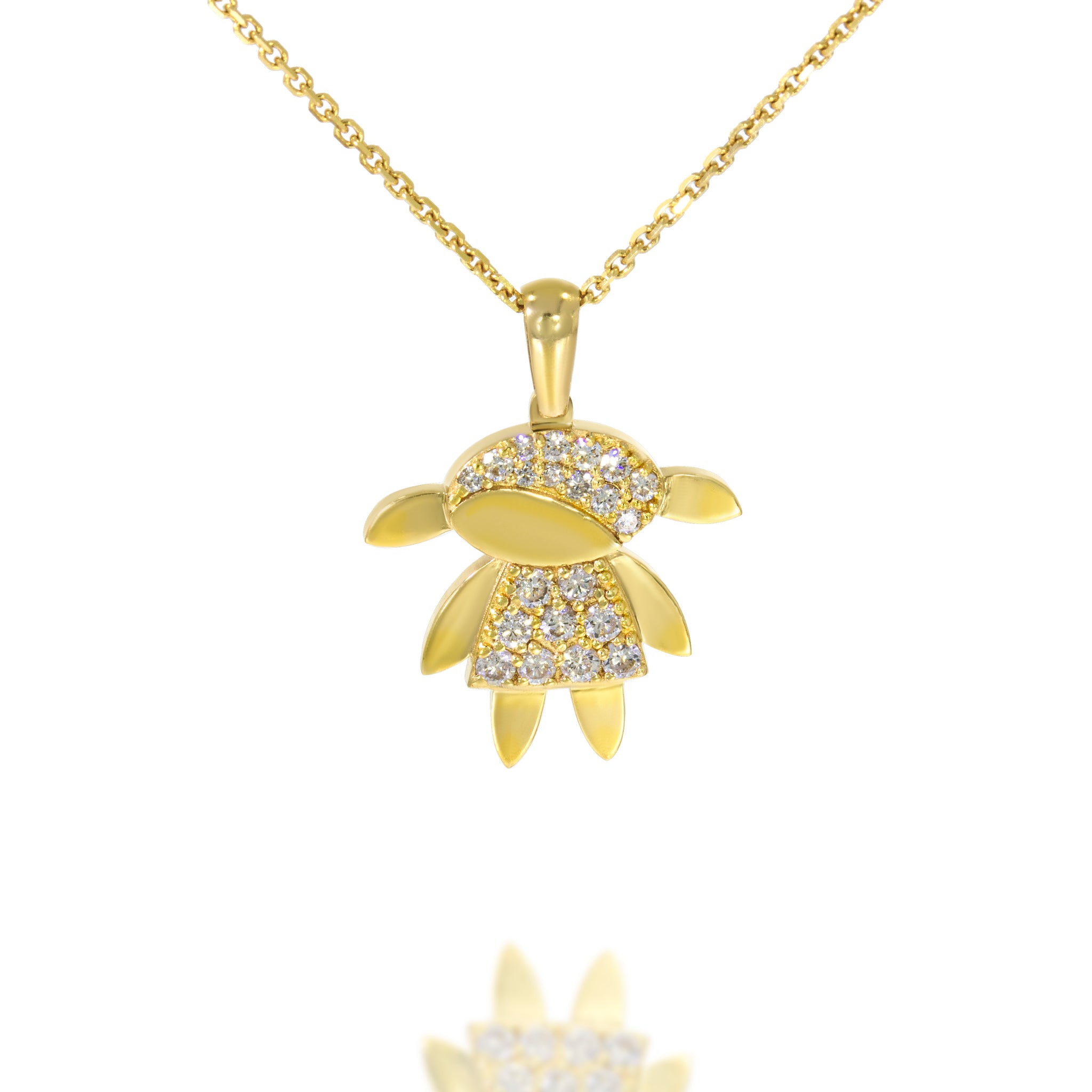 Wear Your Heart Close. Tribute to the ones who mean the most. Celebrate love with this child-girl-shaped pendant necklace.