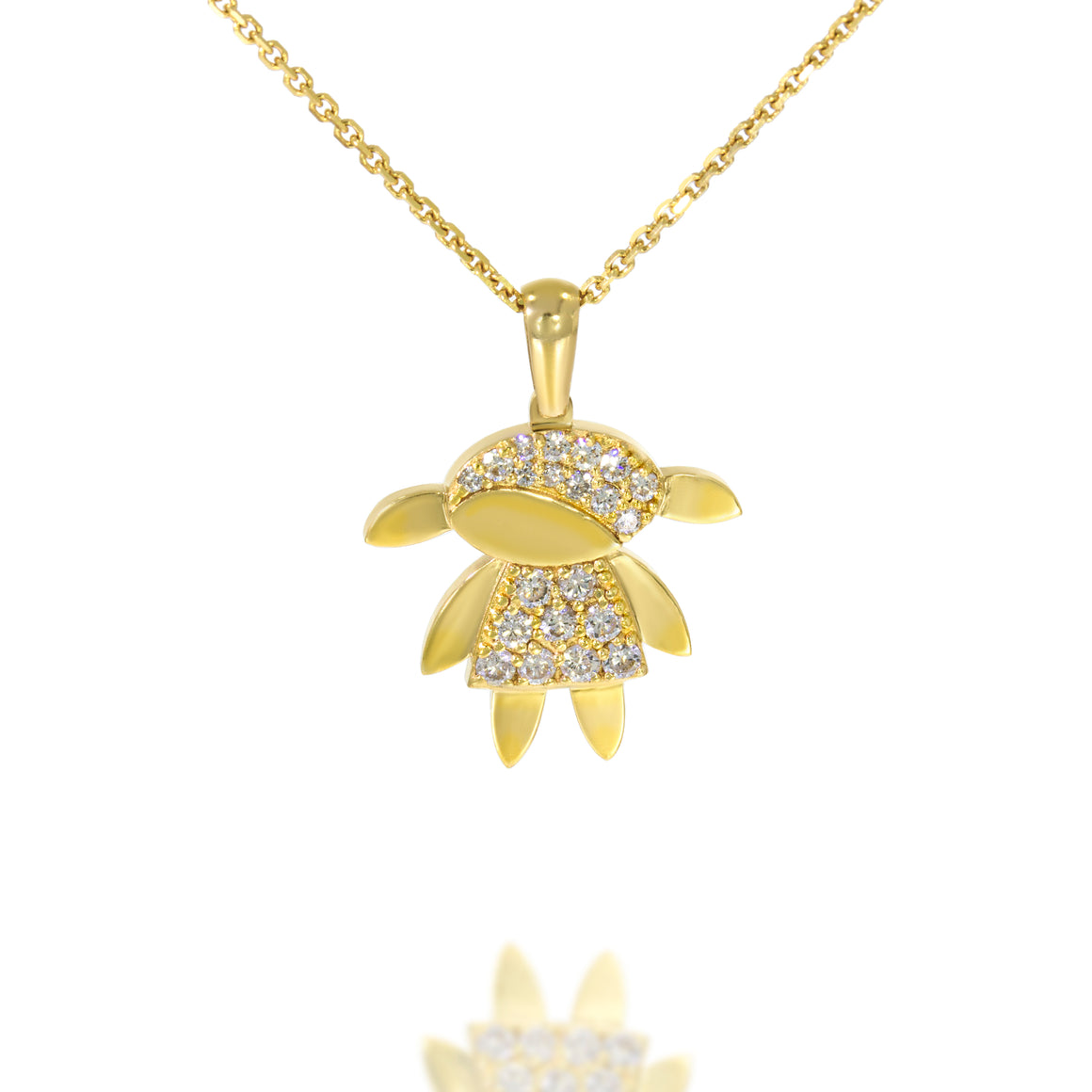 Wear Your Heart Close. Tribute to the ones who mean the most. Celebrate love with this child-girl-shaped pendant necklace.