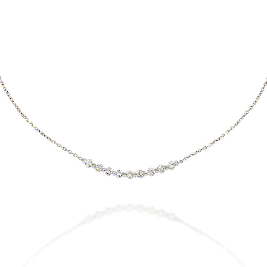Dainty Bezel set sparkling Diamonds pendant, delicate 18k white gold necklace. perfect for bridal set / anniversary gift.