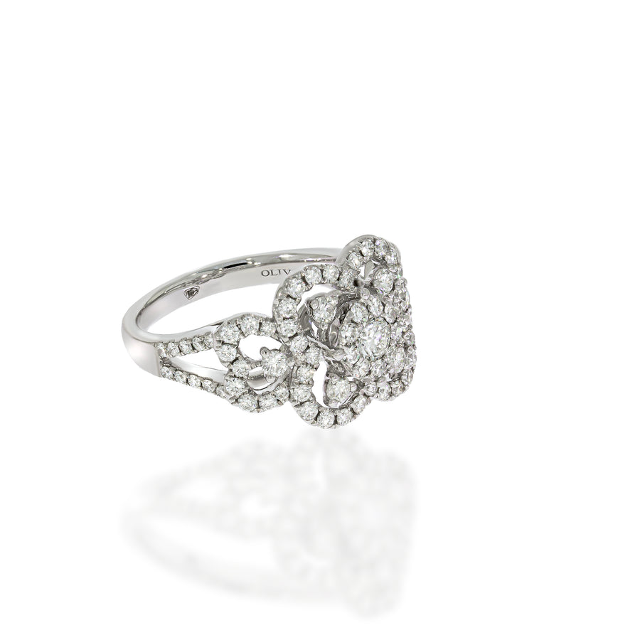 Luxury with our stunning 18K White Gold 1.26ct Diamonds Flower cocktail ring, breathtaking piece perfect for any special occasion.