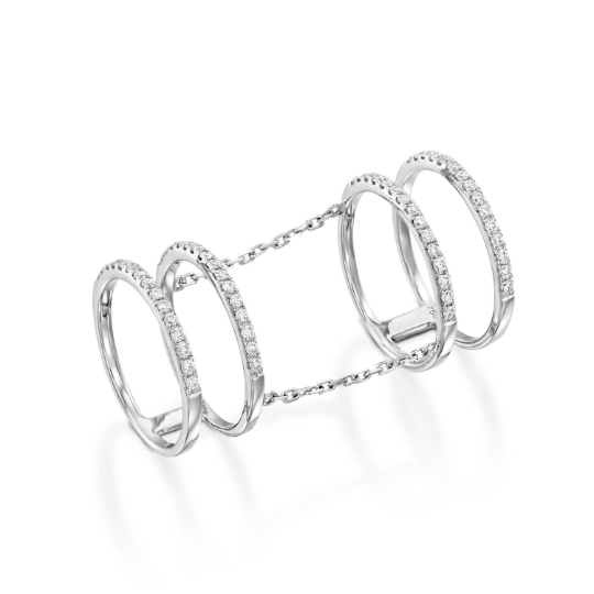 Diamond slave ring, Full Finger Ring 0.60 Carat sparkling diamonds in 18K  gold. Egyptian princes ring band.