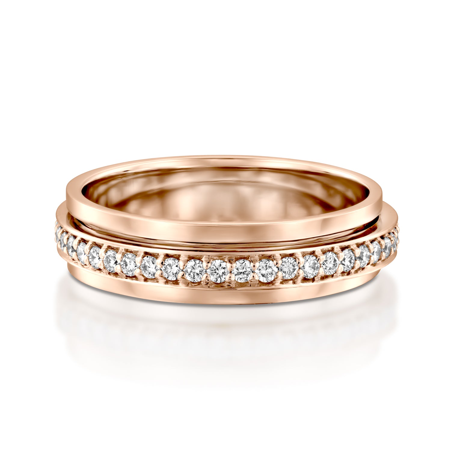 RTUB1339-18k Gold Rose diamond spinner ring for women