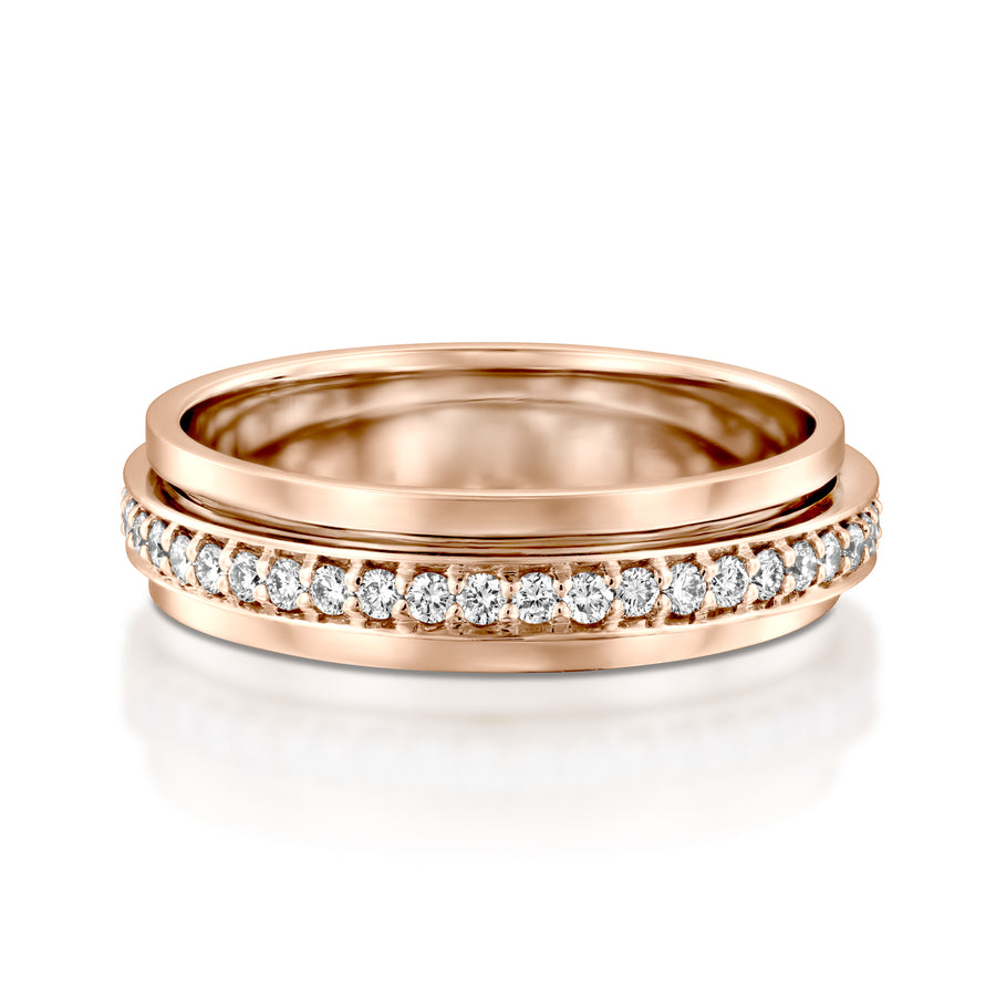 RTUB1339-18k Gold Rose diamond spinner ring for women