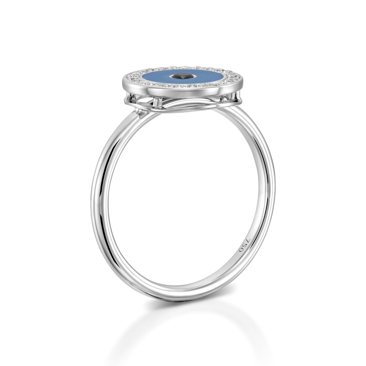 RO9004-18k white  gold Diamond Evil eye ring