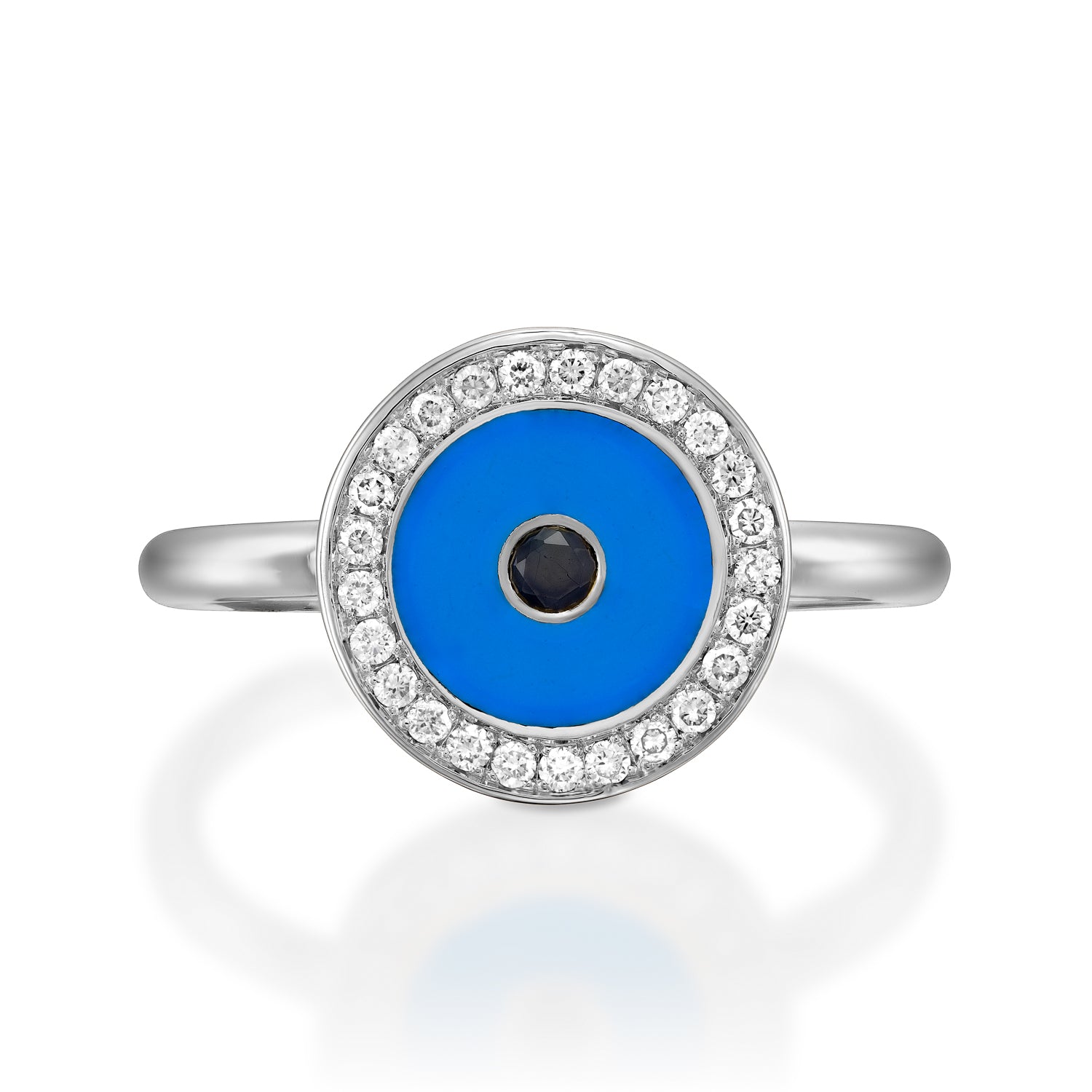 RO9004-18k white  gold Diamond Evil eye ring
