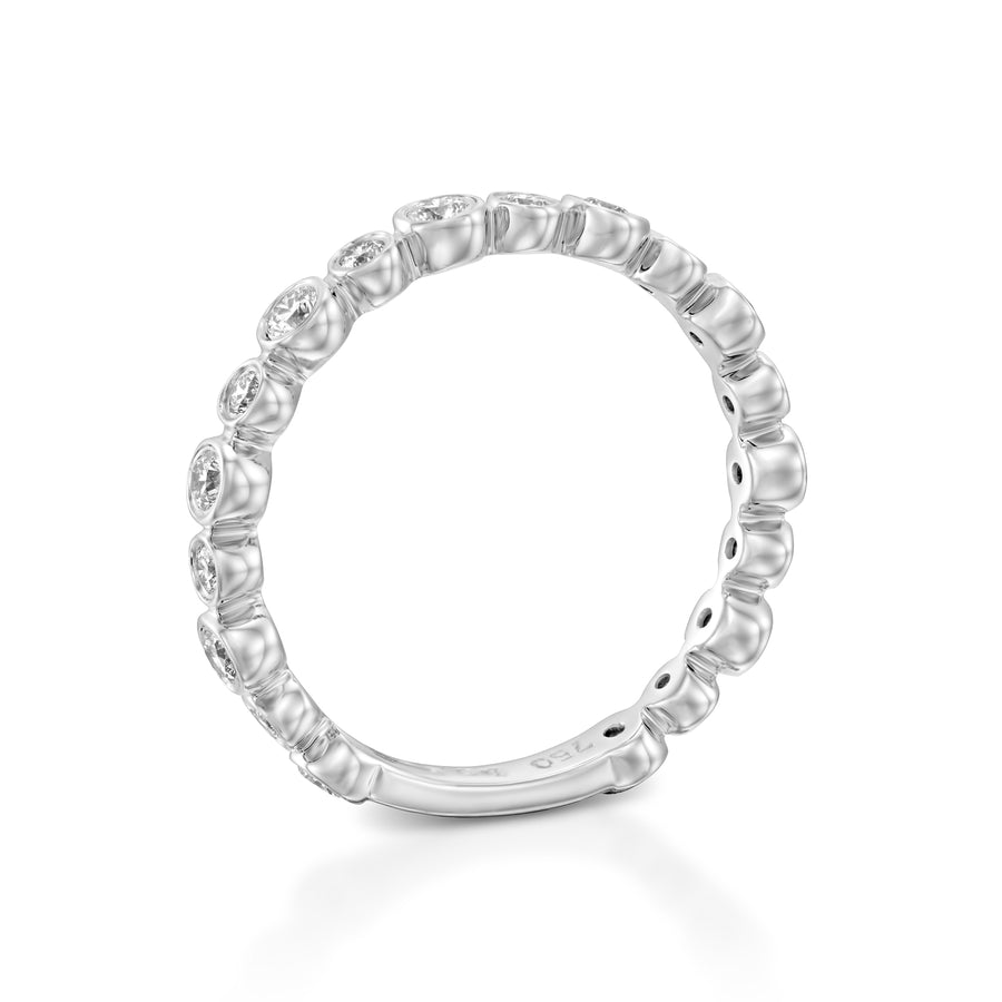 R3859-White gold Eternity Bubble diamond ring bezel ring