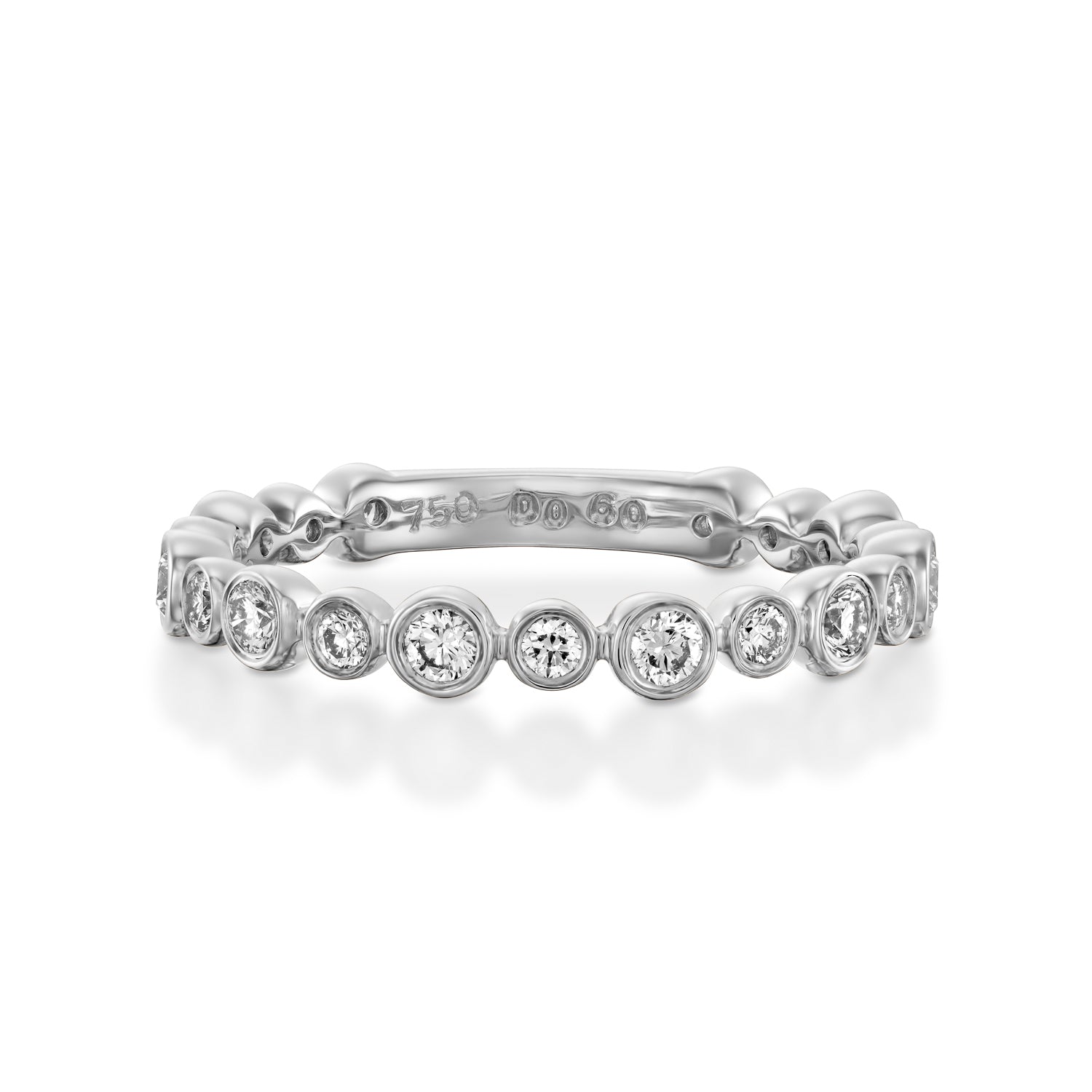 R3859-White gold Eternity Bubble diamond ring bezel ring