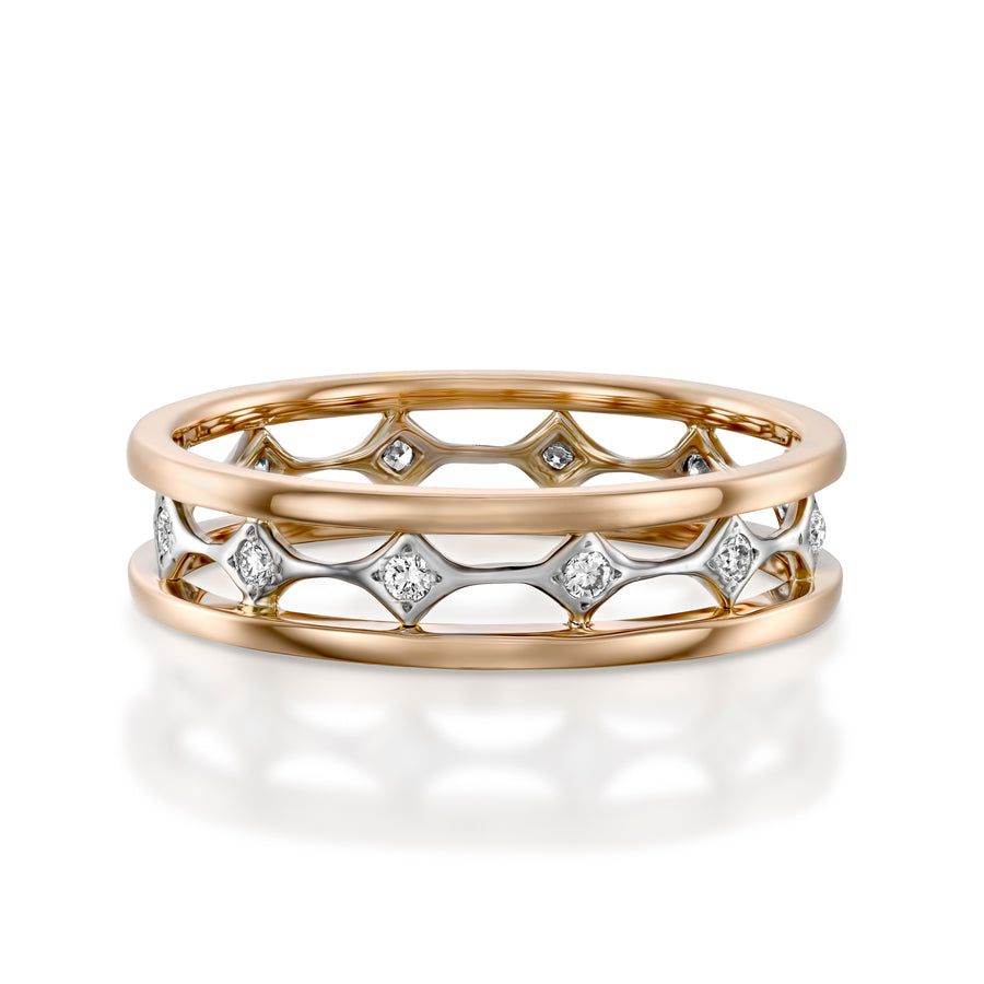 RWED100DI-Rose gold Diamond eternity band double diamond ring