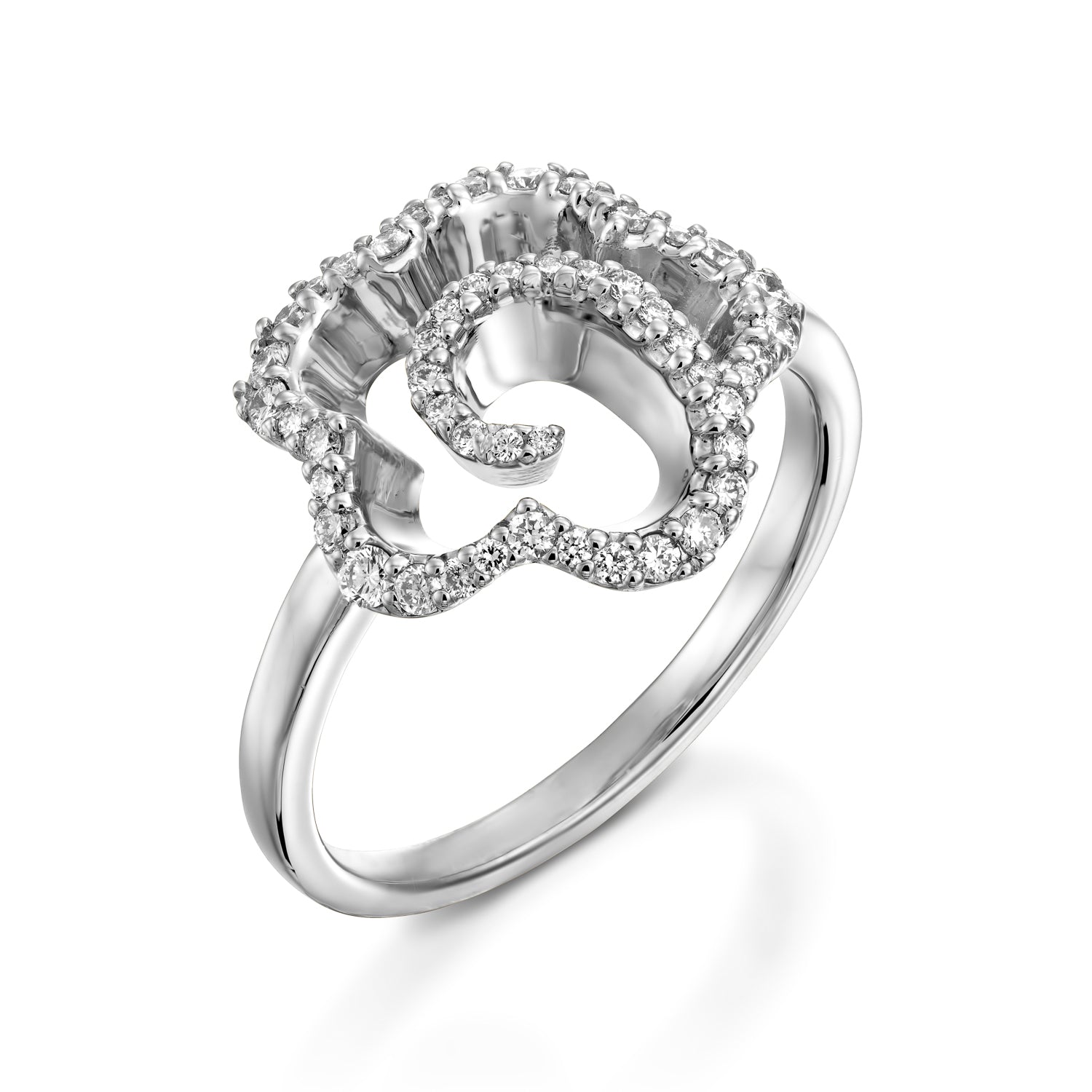 R3420ES-Unique flower engagement ring  18k gold