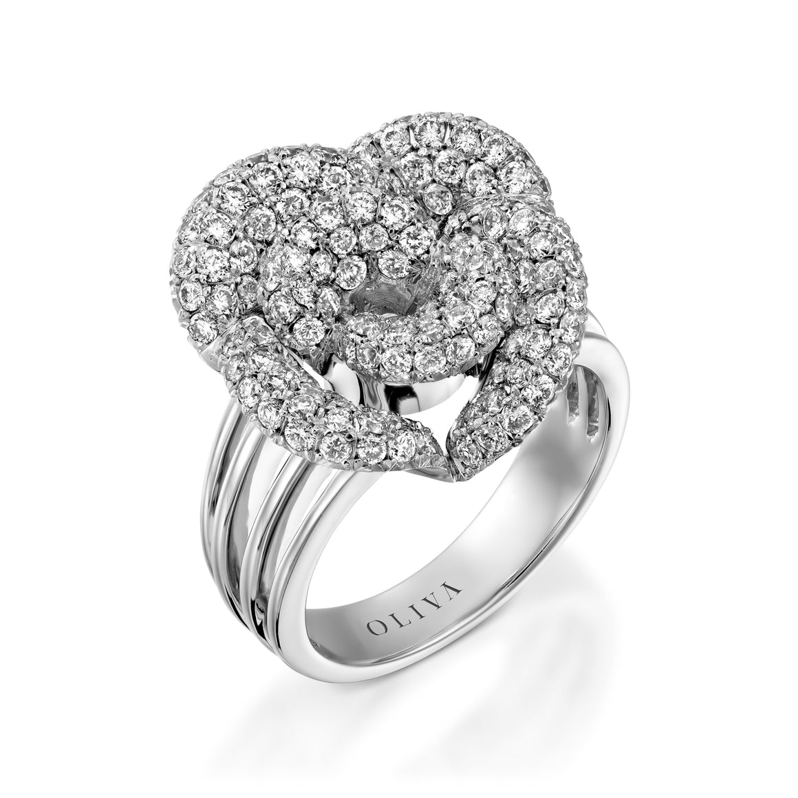 R3590A,White gold Flower diamond ring