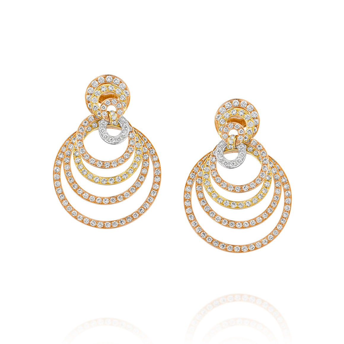Exotic 18k Drop Dangle Design Diamond Earrings