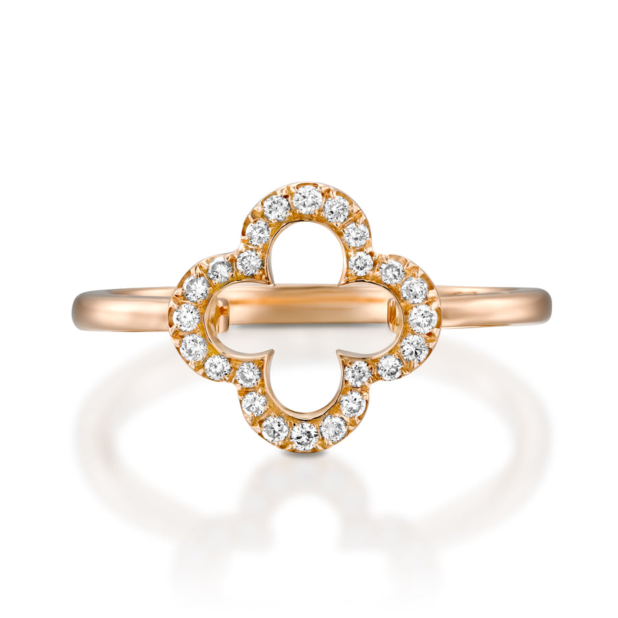 RVC401-18k Rose gold diamond luck Clover ring
