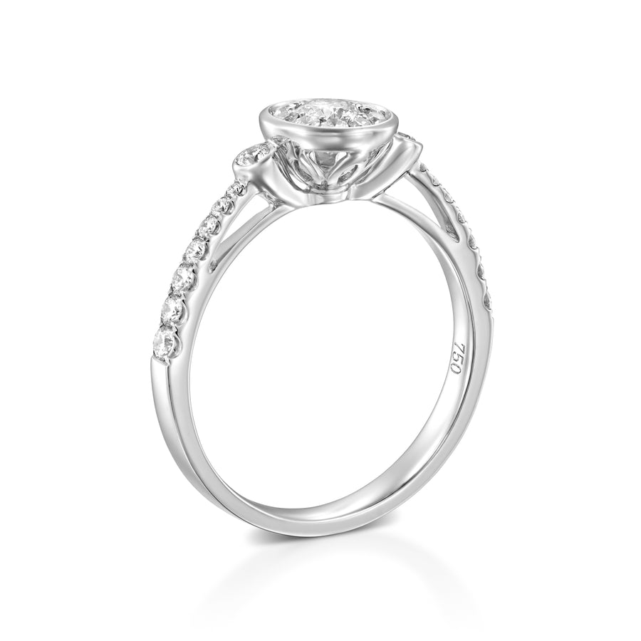 RNH564WC Engagement 18K White Ring -  Halo Ring
