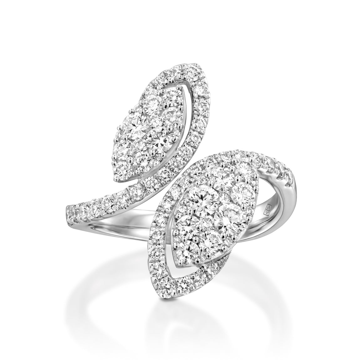 RNR17486-Diamond leaf engagement ring -