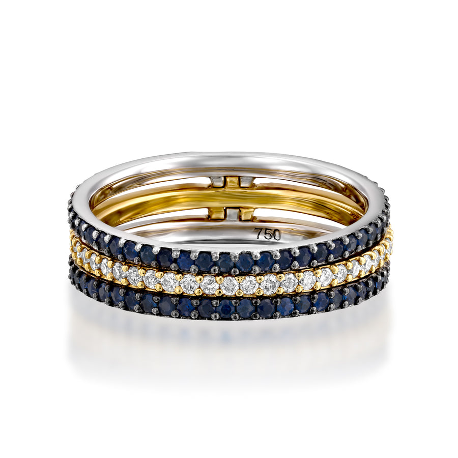 RW032-3 Full diamond  Eternity Wedding ring set