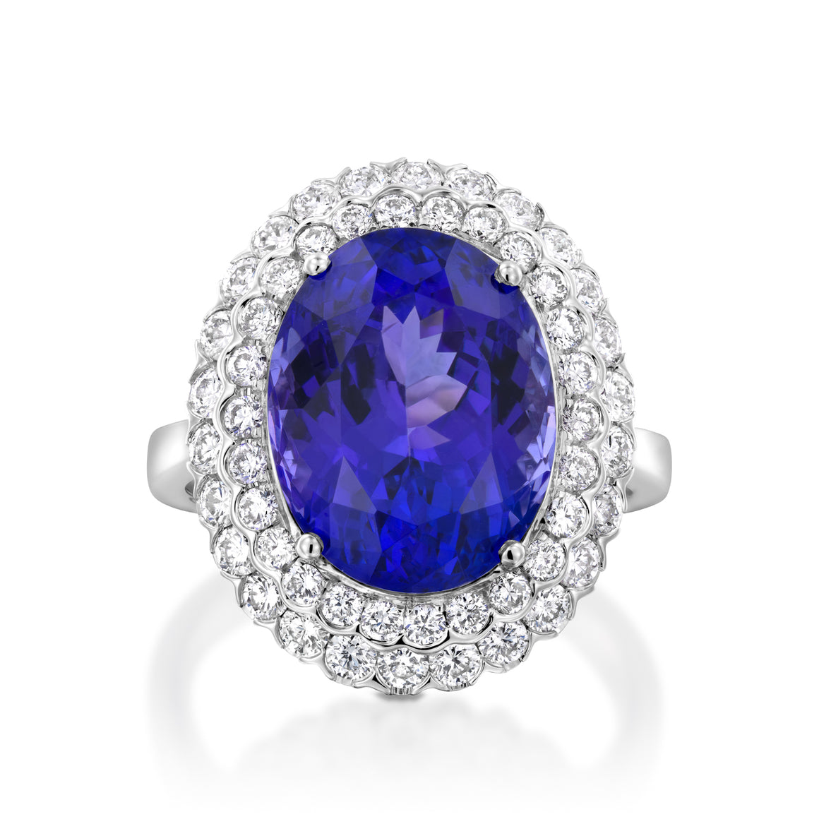 RNEJ15807-Tanzanite Halo diamond cushion ring
