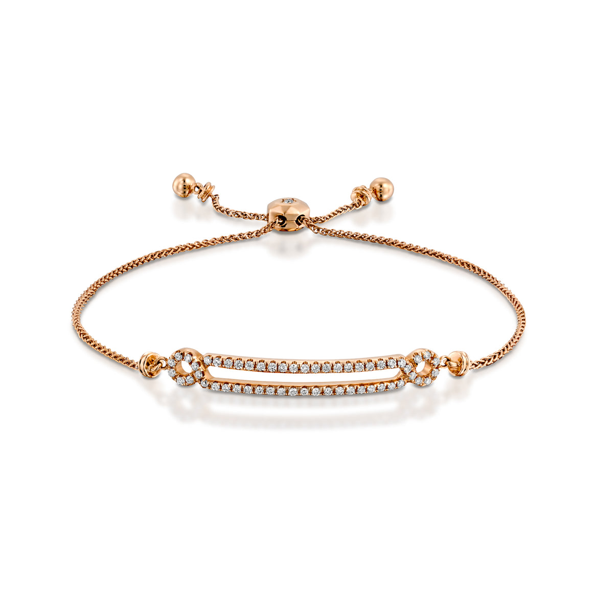 BNEJ15866 Double slider gold diamond bracelet