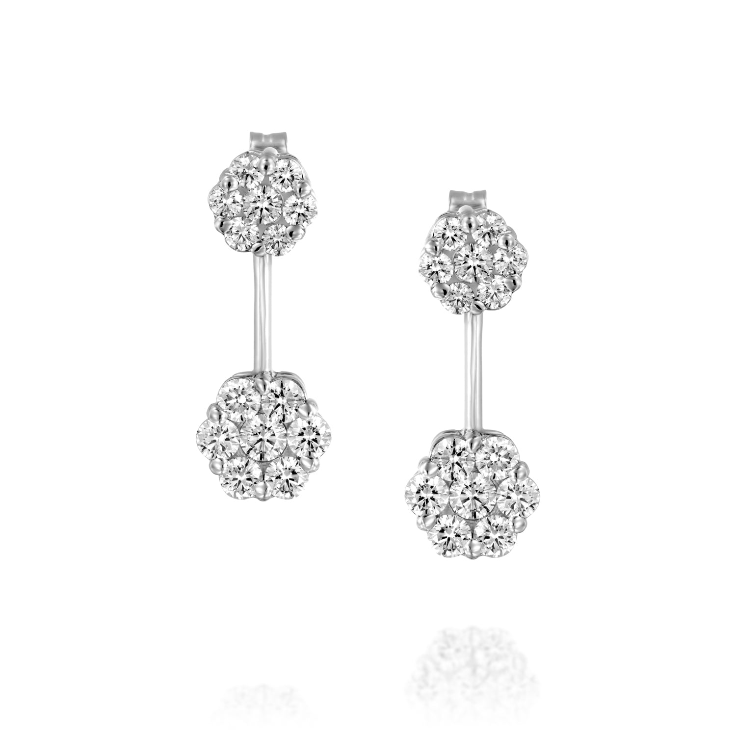 ETUB485-Brilliant Cut Diamond Bridal Wedding Flower Earrings