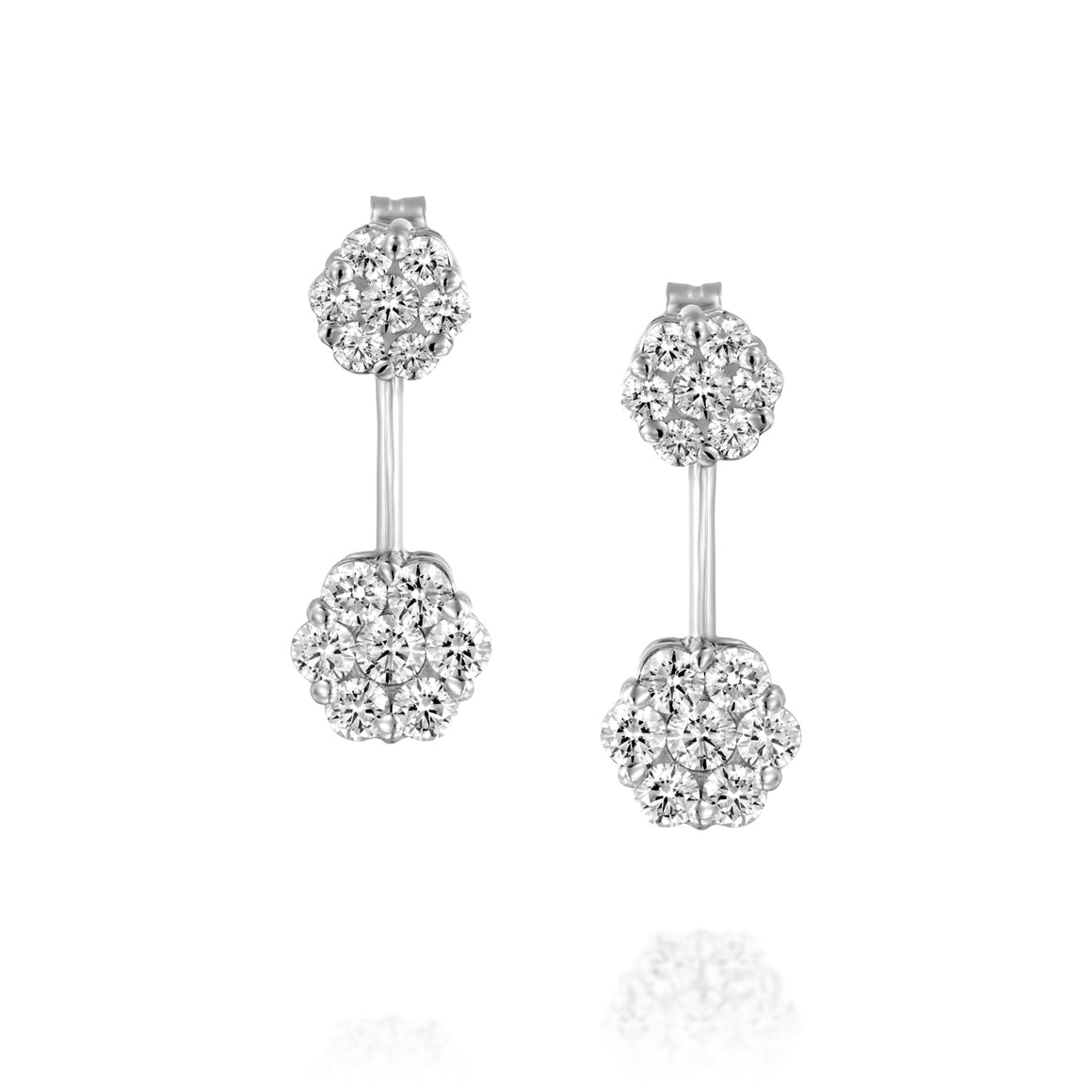ETUB485-Brilliant Cut Diamond Bridal Wedding Flower Earrings