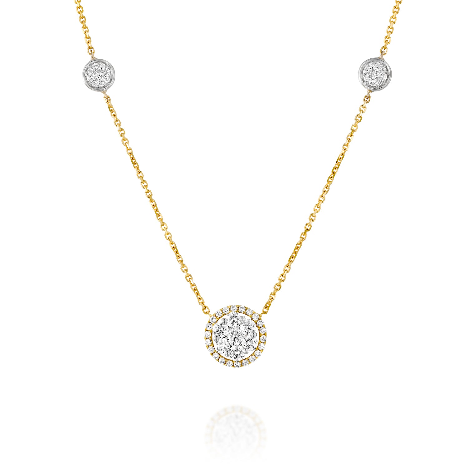 	 0.97 Carat Diamond Circle Pendant Necklace Natural Brilliant wedding necklace round Charm Pave Diamond Necklace rose gold