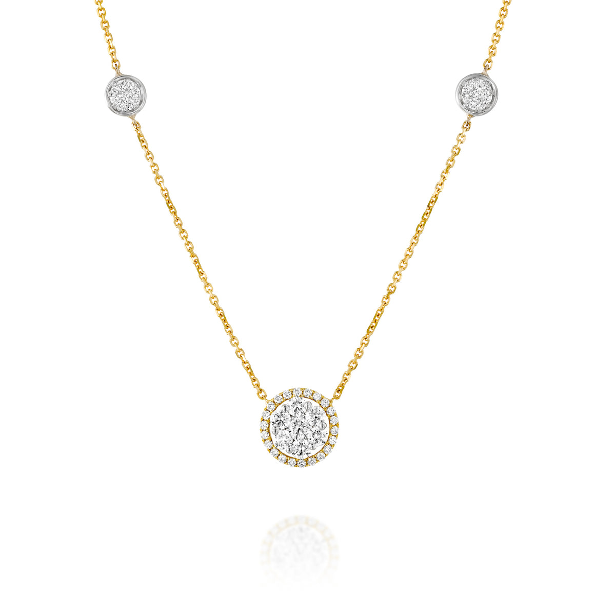 	 0.97 Carat Diamond Circle Pendant Necklace Natural Brilliant wedding necklace round Charm Pave Diamond Necklace rose gold