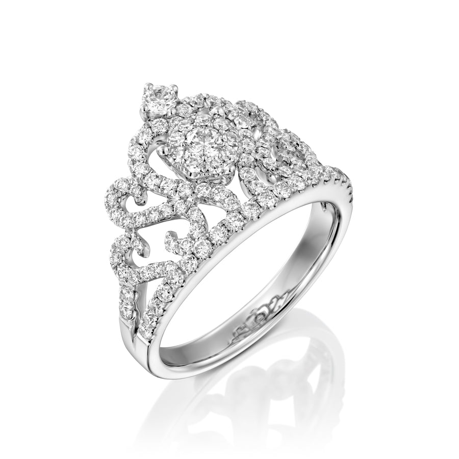 RNH663 Carat Crown diamond ring in 18k white gold ring
