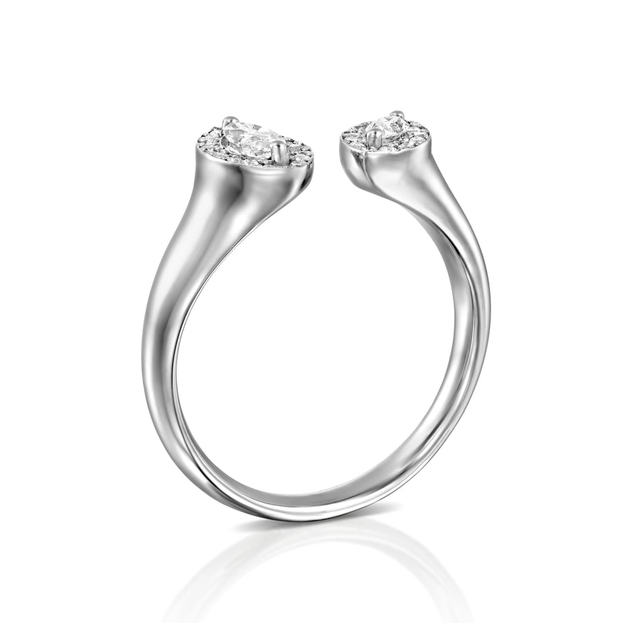 ROLM01-Marquise Halo Diamond Open Ring