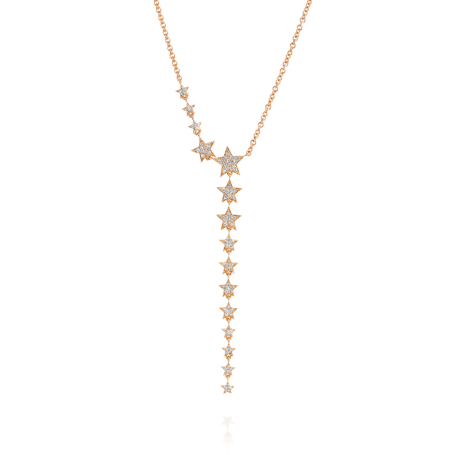 CSTAR-DN-Stars trails  necklace .white/yellow or rose 18k gold