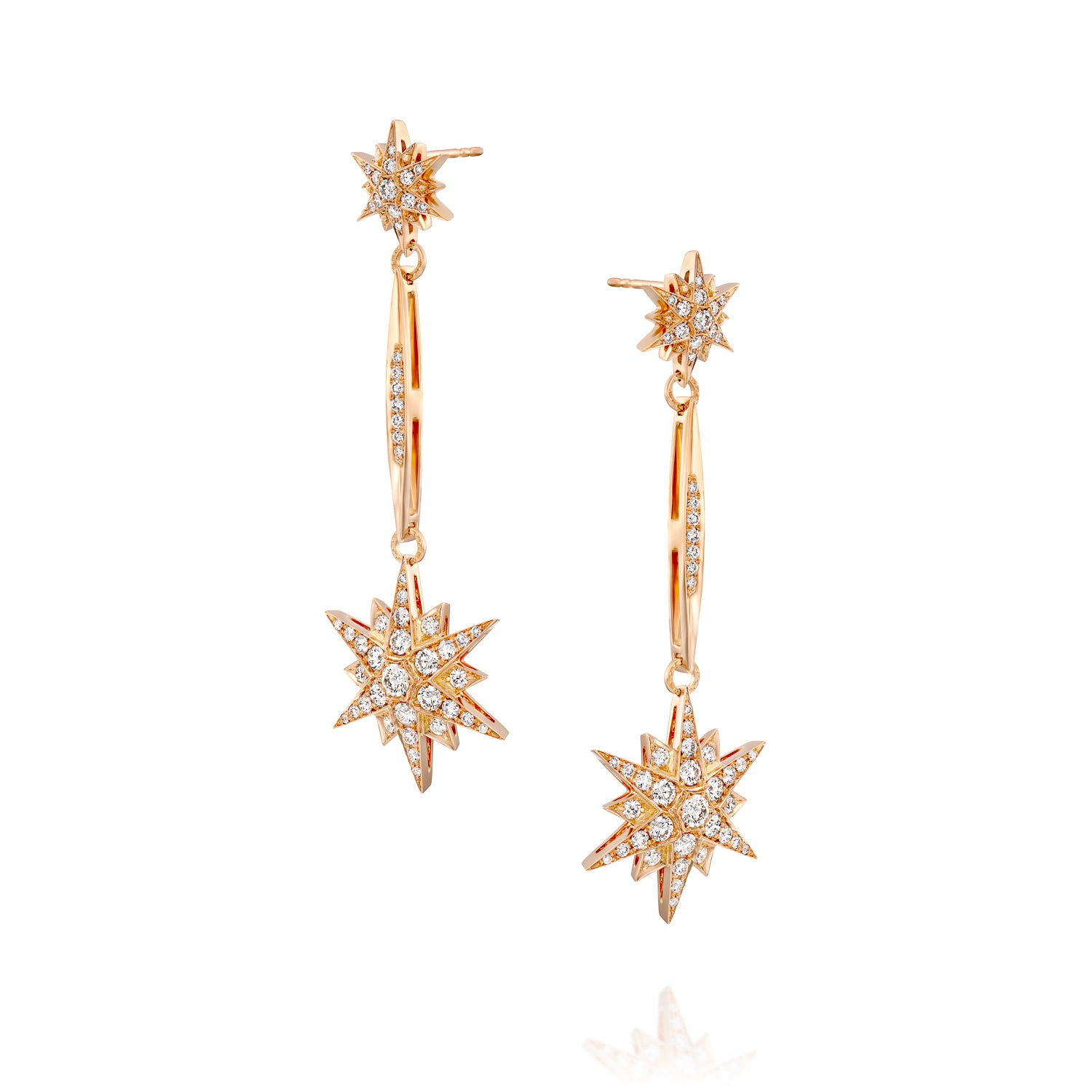 ESTAR8 celestial diamond North Star earrings in 18k  gold