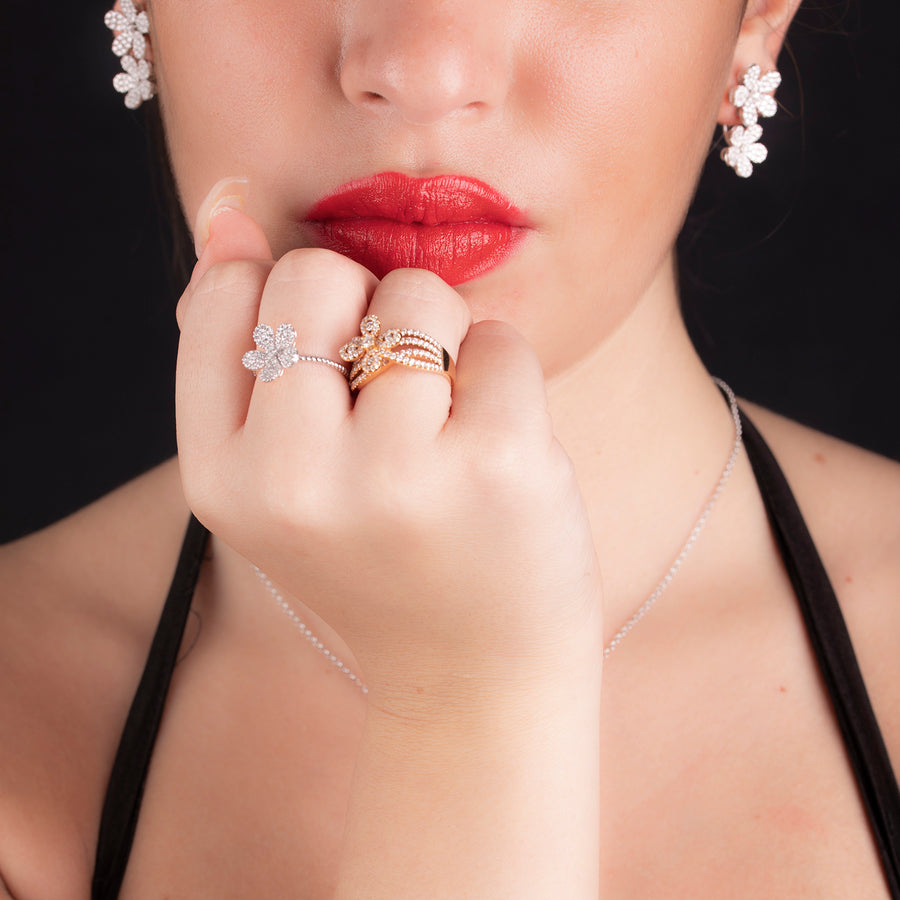 R3855-Blooming Flower Diamond Ring