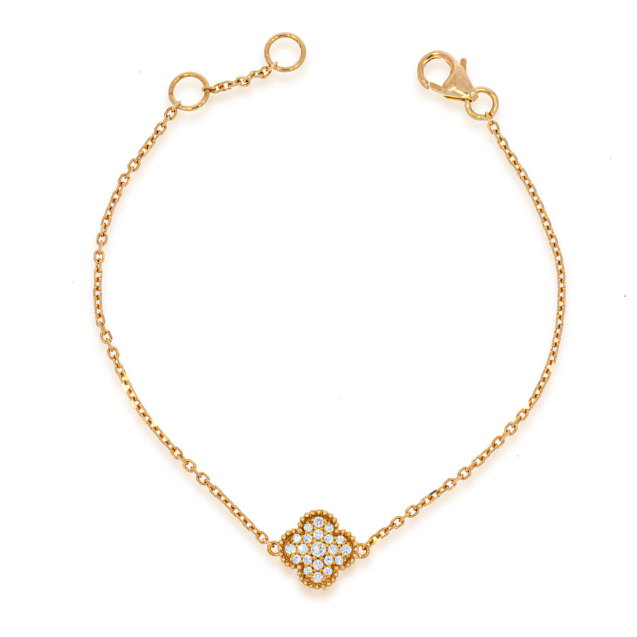 18k red gold Loop bracelet, diamond clover set with 33 diamonds 0.27ct