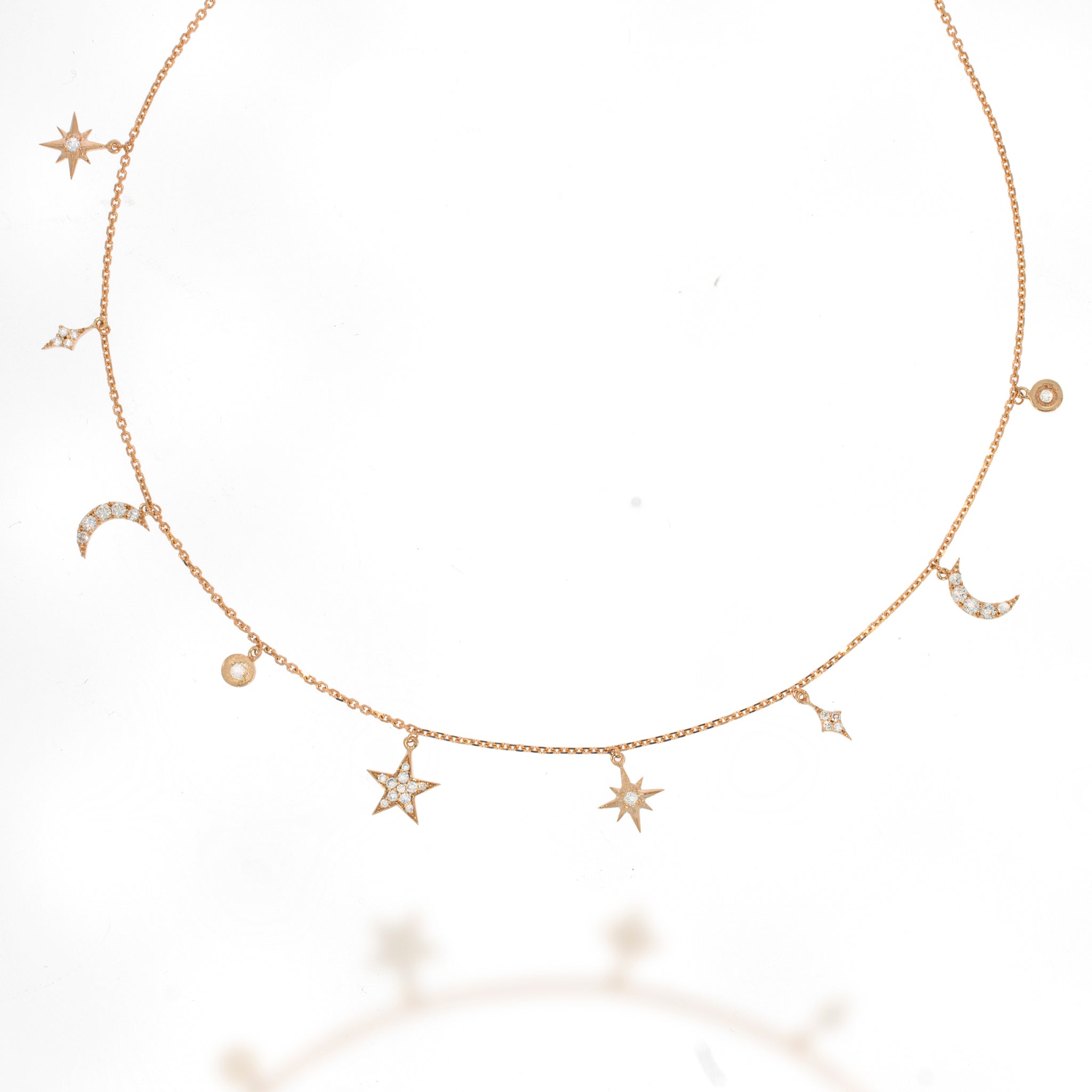 Celestial Jewelry Constellation Necklace Statement Jewelry star northern star charm Necklace | Christmas Gift | 33 diamonds in 18k rose gold