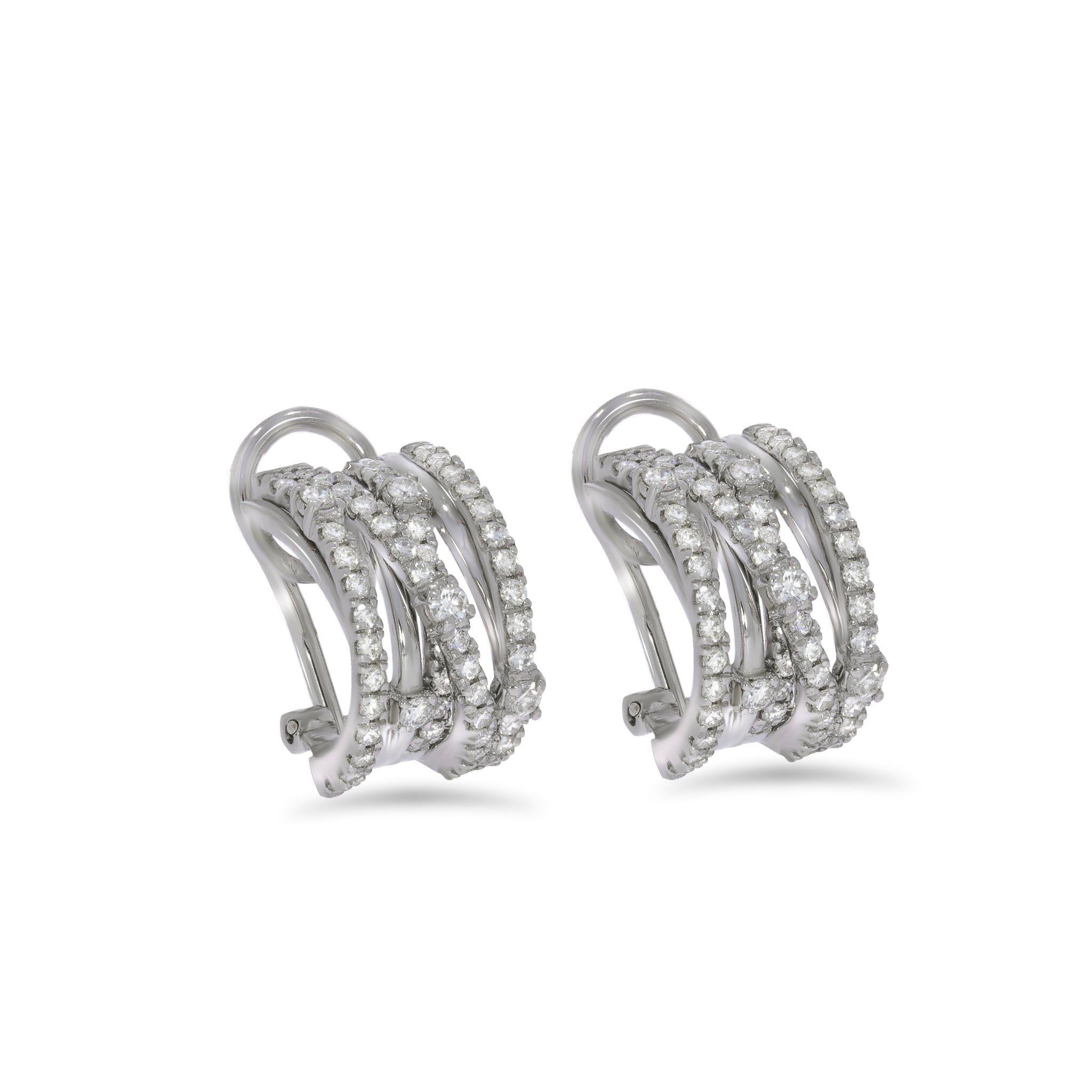 Multi Layers diamonds bridal earing, 18k white gold layers set with 1.62 rounds diamonds, weeding set / statement earings.