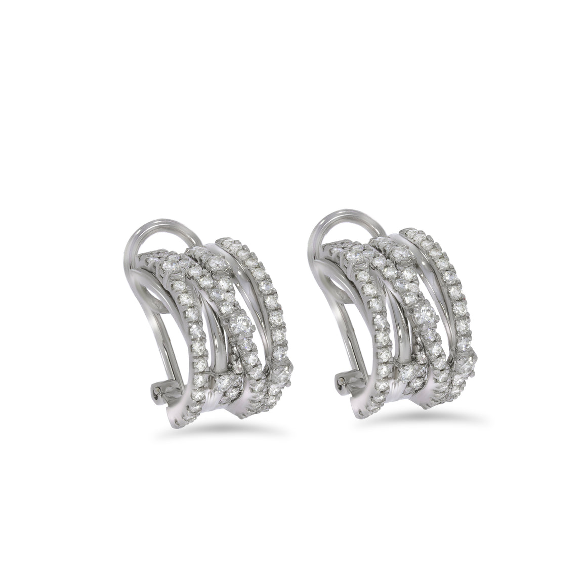 Multi Layers diamonds bridal earing, 18k white gold layers set with 1.62 rounds diamonds, weeding set / statement earings.