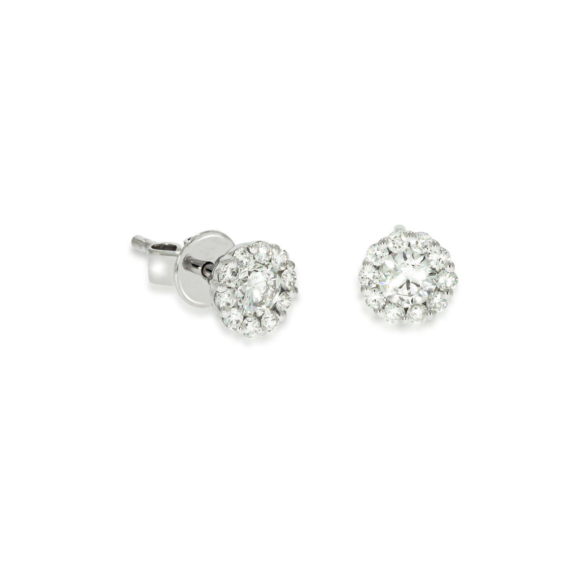 Tiny gentle pave diamond, flower shape earrings | stud earrings 0.62 ct. round Sparkling diamonds in 18K white gold. wedding erring's.