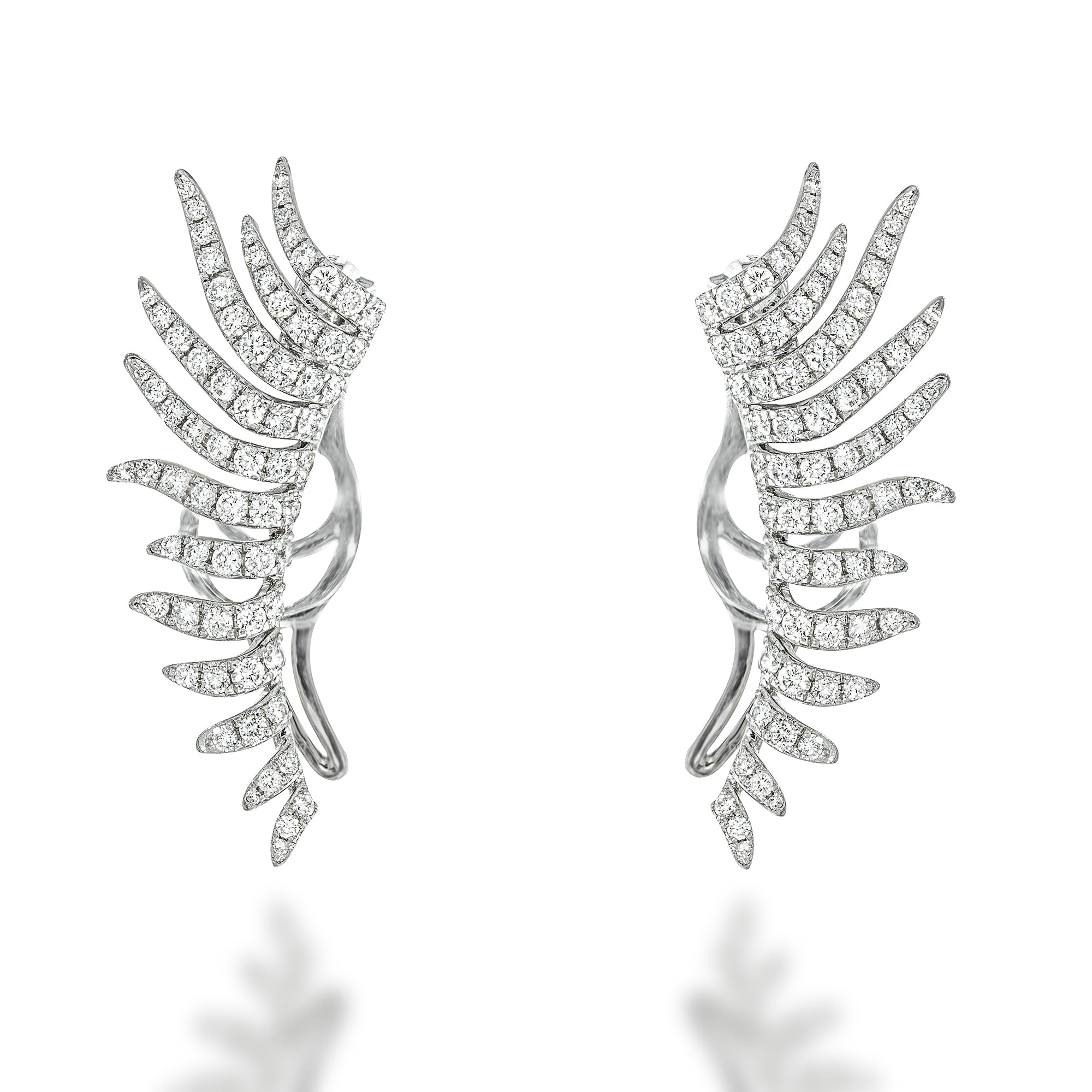 Angel wings diamonds ear climber earrings.