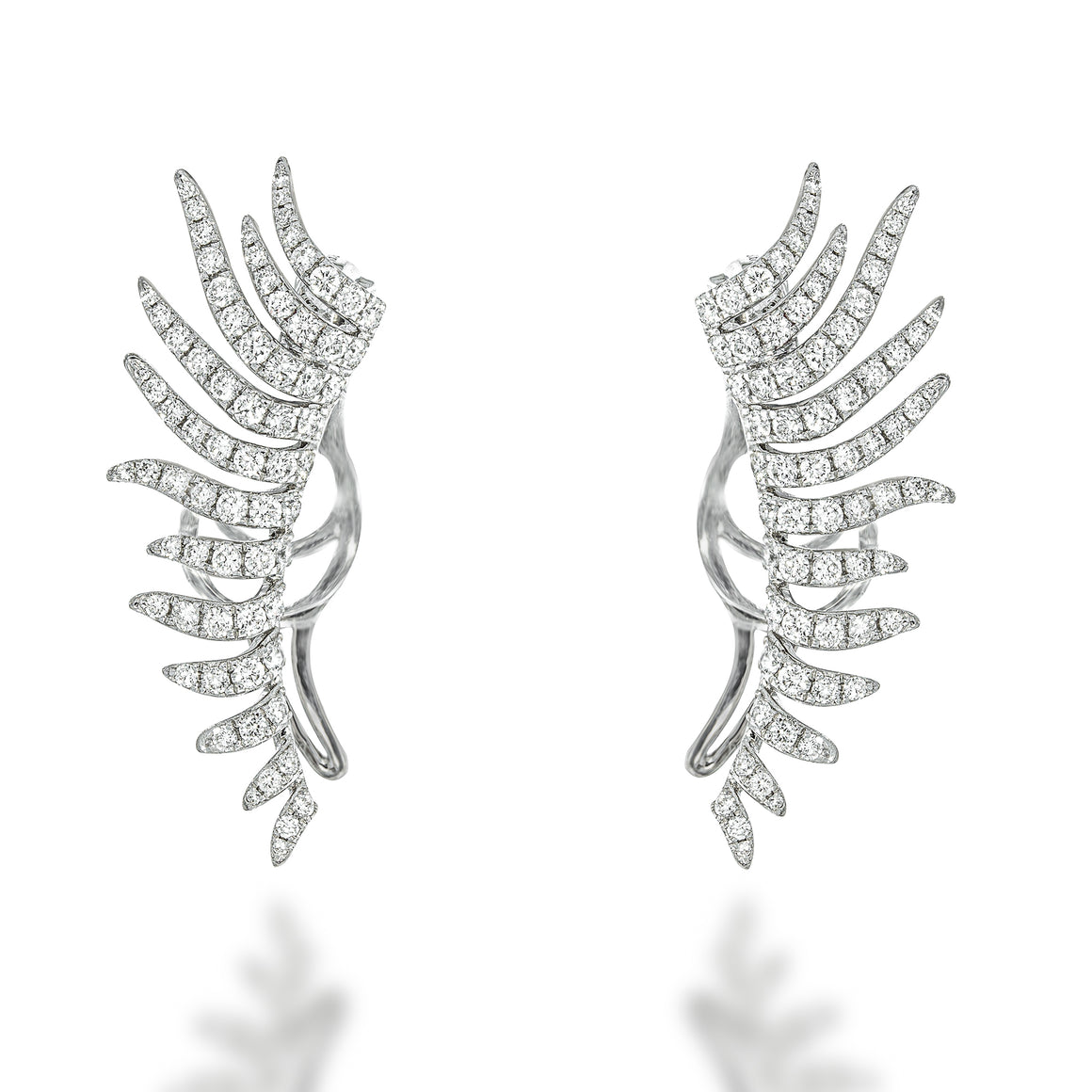 Angel wings diamonds ear climber earrings.