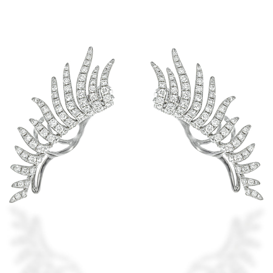 Angel wings diamonds ear climber earrings.
