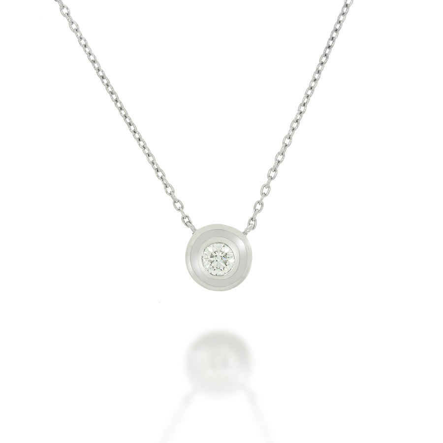 18K white gold  3 layers round pendent set with round 0.21 cart natural diamond. gentle bridal necklace. fantastic anniversary gift.