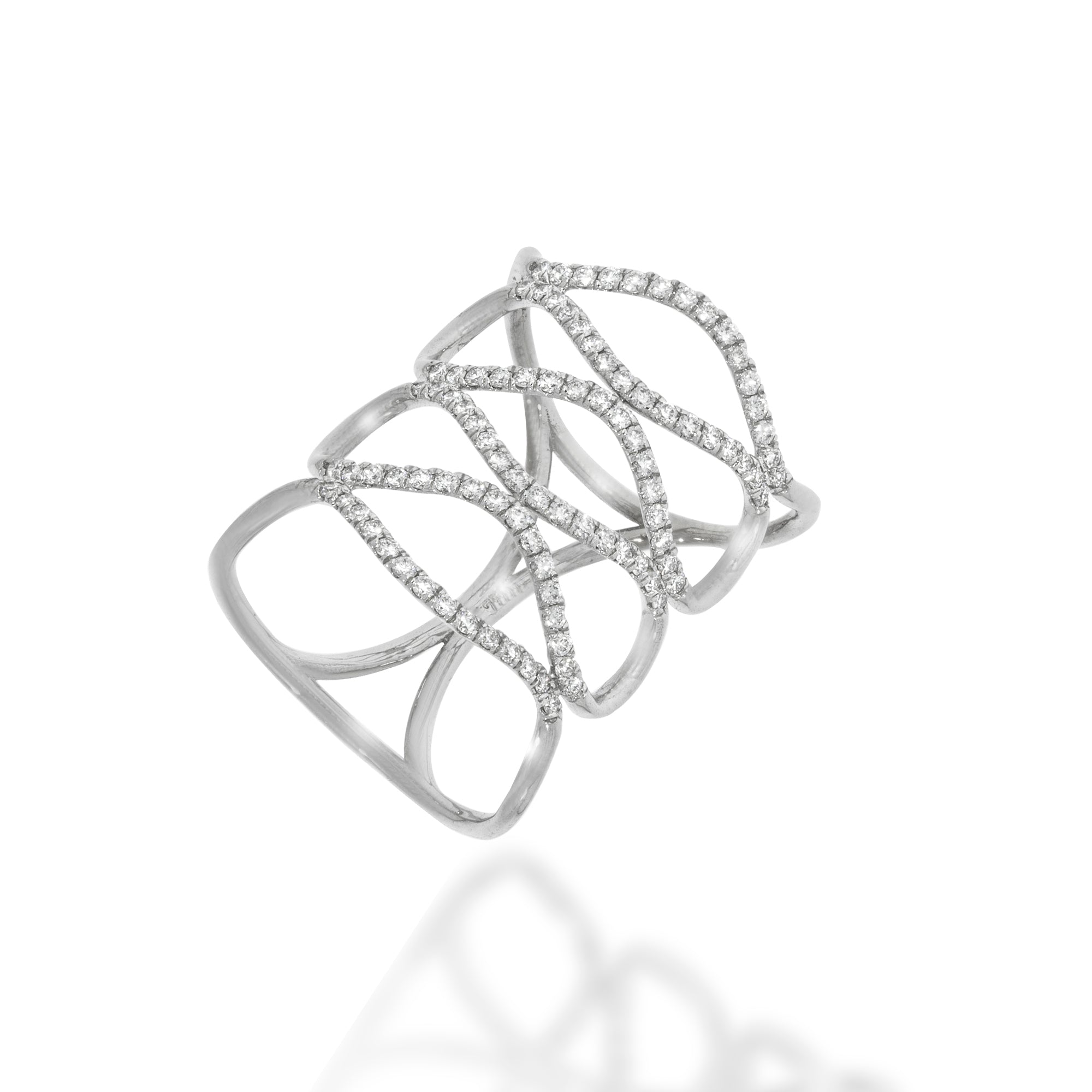 Double Infinity Diamond Engagement Ring, Geometric diamonds ring.