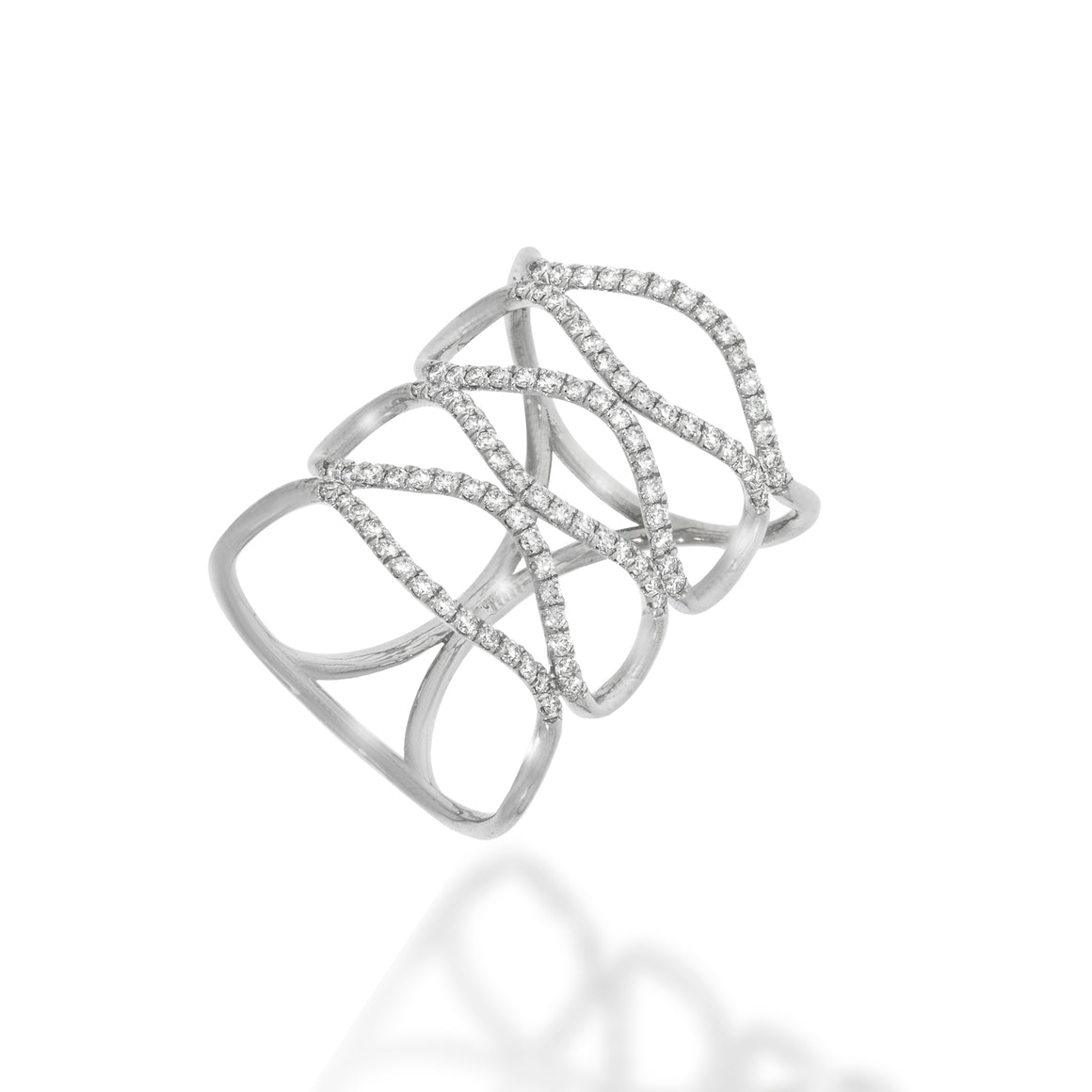 Double Infinity Diamond Engagement Ring, Geometric diamonds ring.