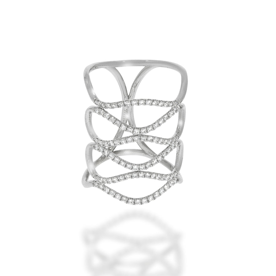 Double Infinity Diamond Engagement Ring, Geometric diamonds ring.