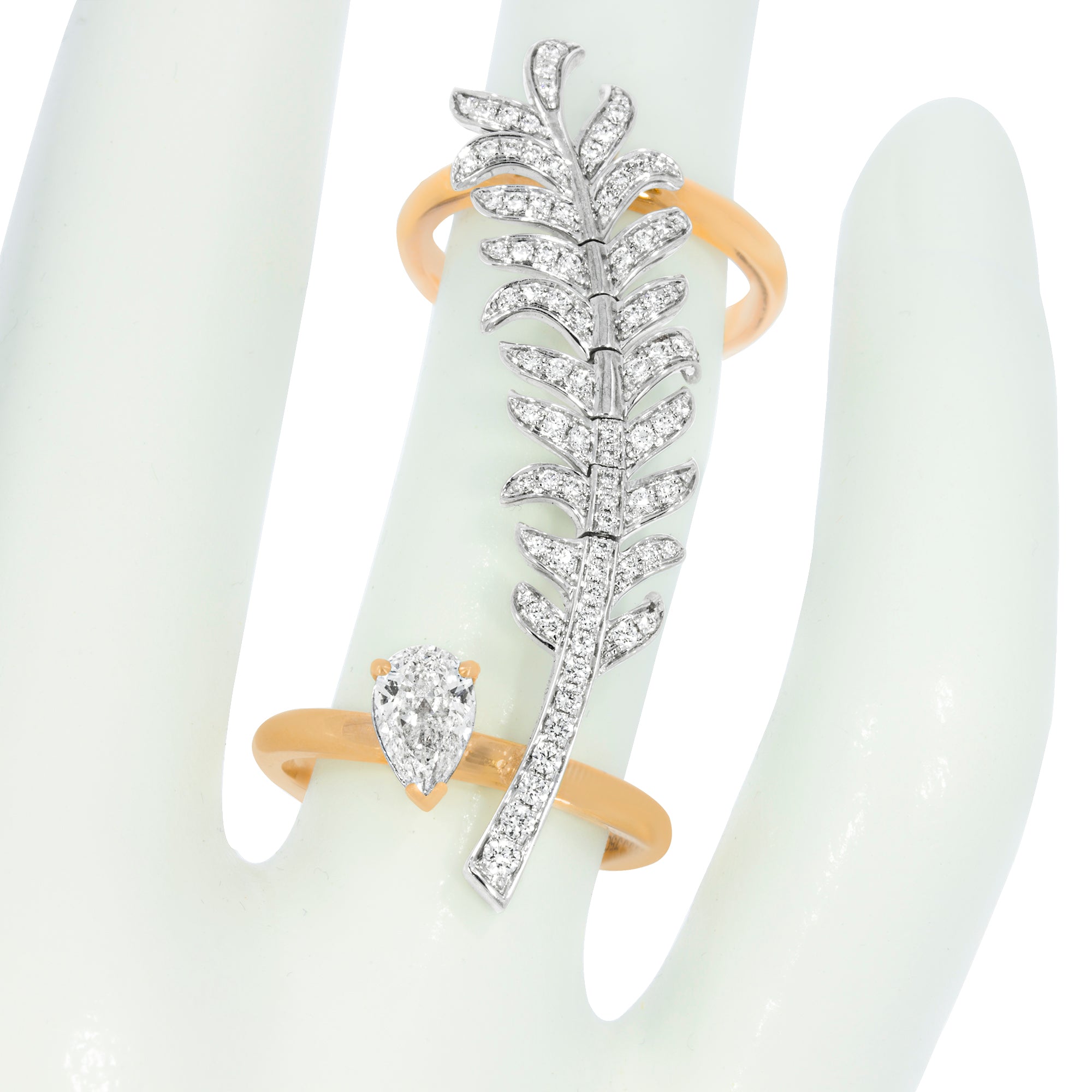 Full finger, flexible diamonds ring, set in both rose gold and white gold.