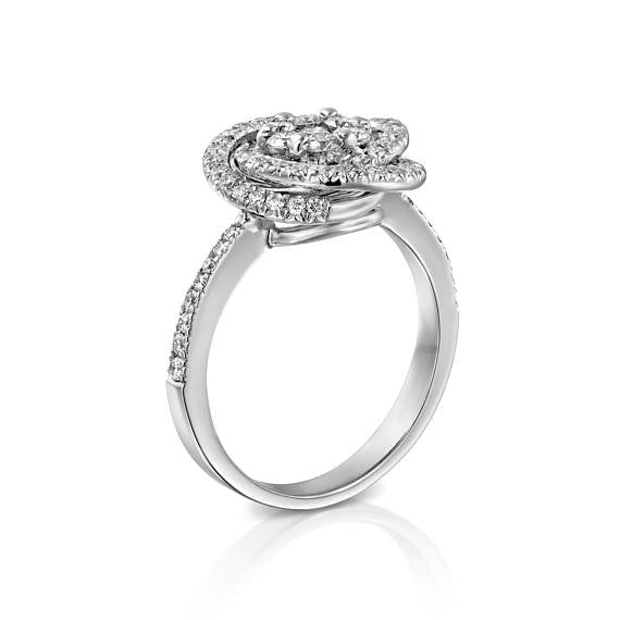Spiral diamond engagement ring