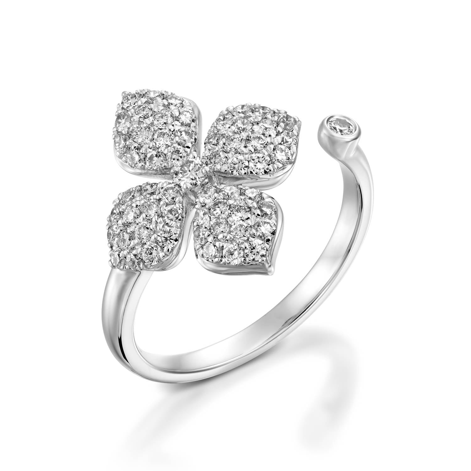 RNT12765-White gold Flower Diamond Nature Inspired engagement rings for women