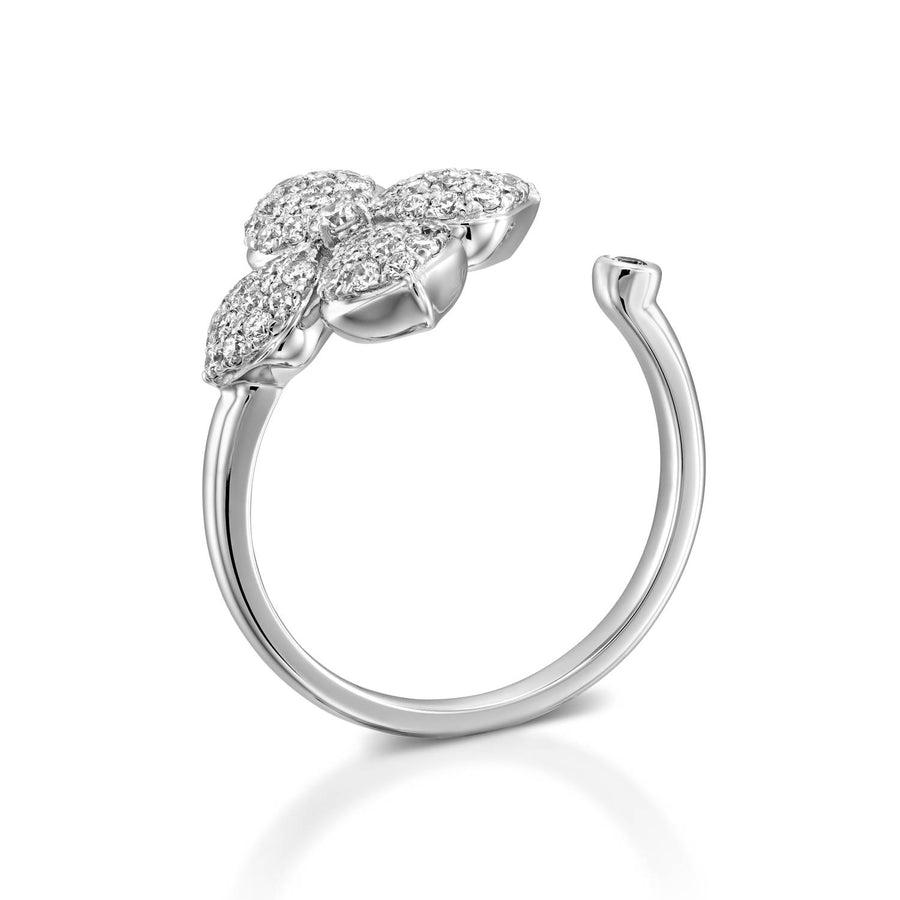 RNT12765-White gold Flower Diamond Nature Inspired engagement rings for women
